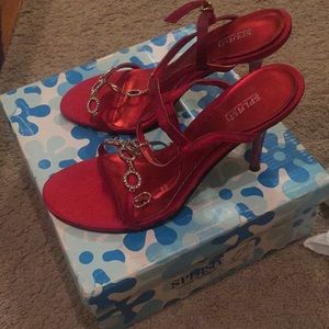 Red  Satin vintage heel.